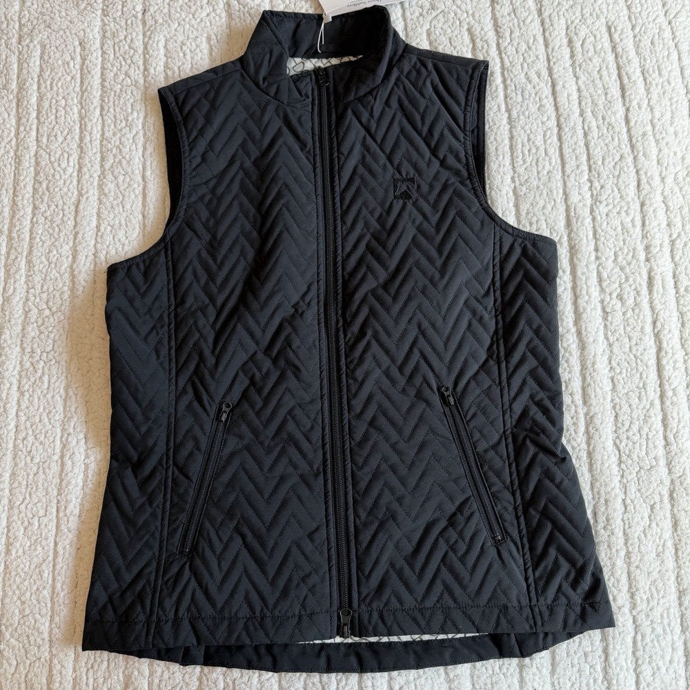 Dover Horse Riding Sport Quilted Vest Women's Full Zip Pockets Black Medium New